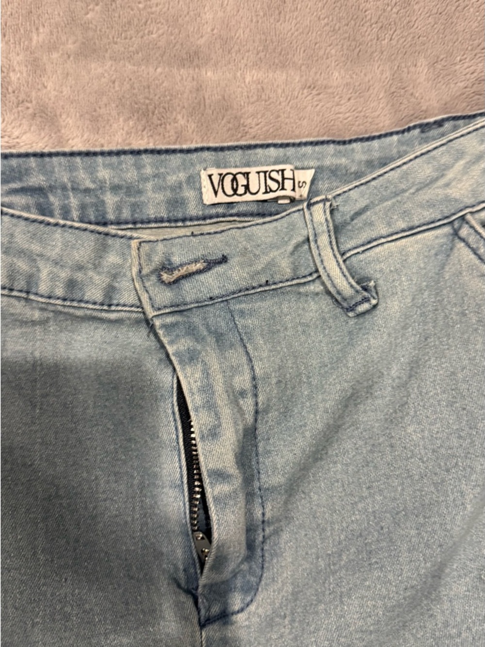 Moussy Pale Blue Denim Cargo-Style Shorts - Picture 3 of 3